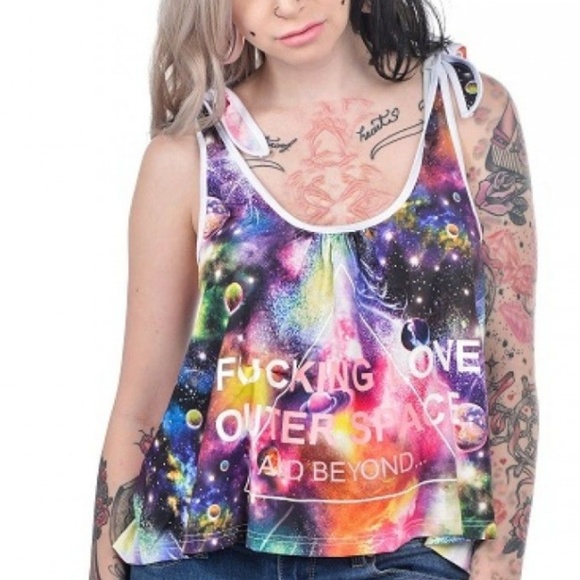 Rat Baby Tops - Too Fast F@cking I Love Outer Space and Beyond Tie Dye UFO Galaxy Tied Tank Top